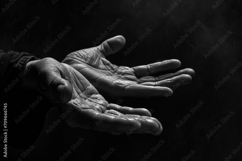 Hands in Black and White - obrazy, fototapety, plakaty 