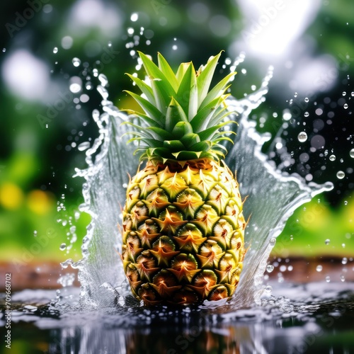pineapple in water splash