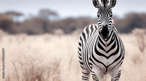 Beautiful zebra in the savannah