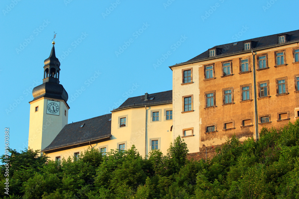 Upper Castle in Greiz, a town in the state of Thuringia, 40 kilometres east of state capital Erfurt, on the river White Elster in Eastern Germany
