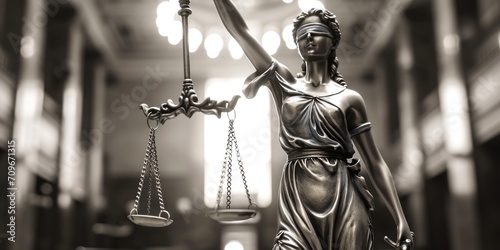 Lady Justice statue holding a scale. Ideal for legal and justice-related concepts