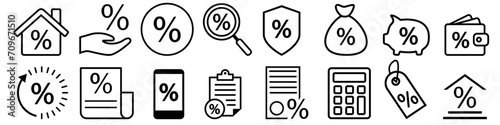 Interest icon vector set. percent illustration sign collection. Credit symbol or logo. photo