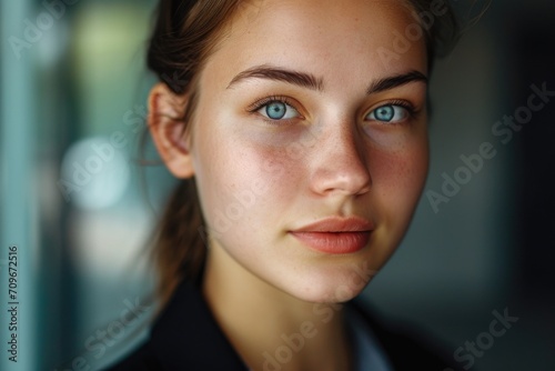 A close-up view of a woman with striking blue eyes. Perfect for beauty and fashion-related projects © Fotograf