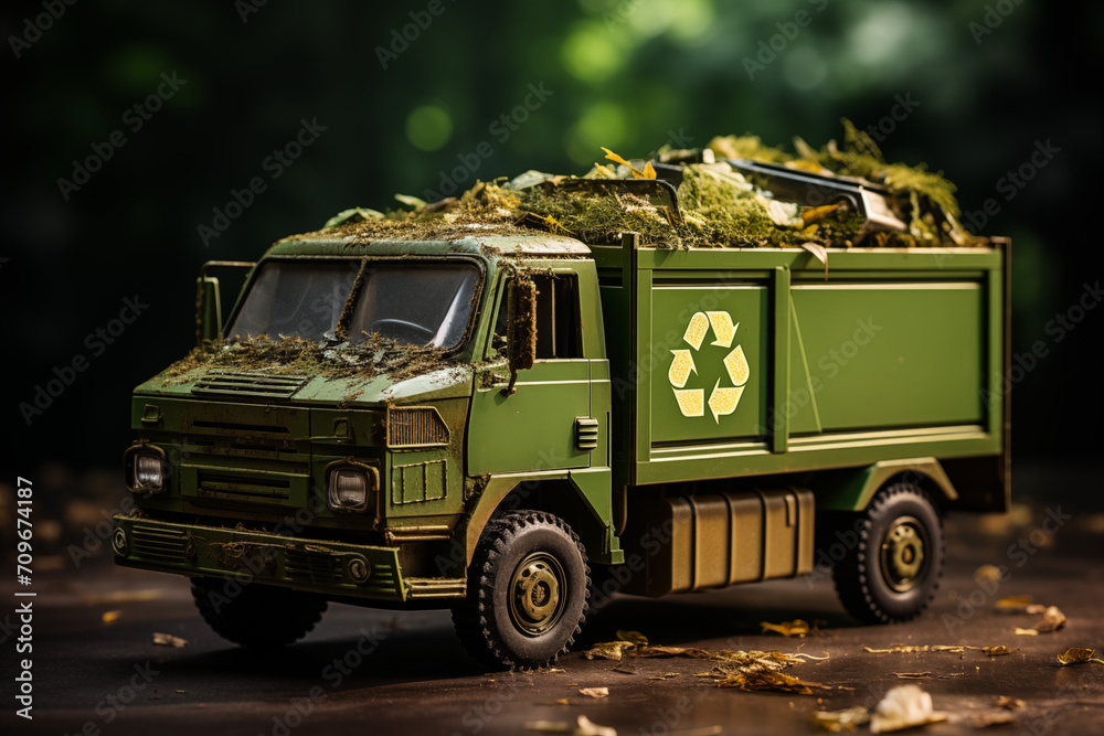 Recycle truck on the road