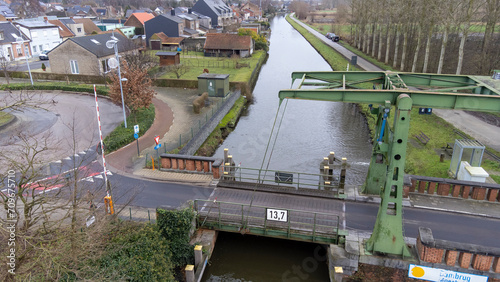 drone images of bridges on the Moervaart river in Moerbeke, East Flanders, Belgium © Danny Collewaert