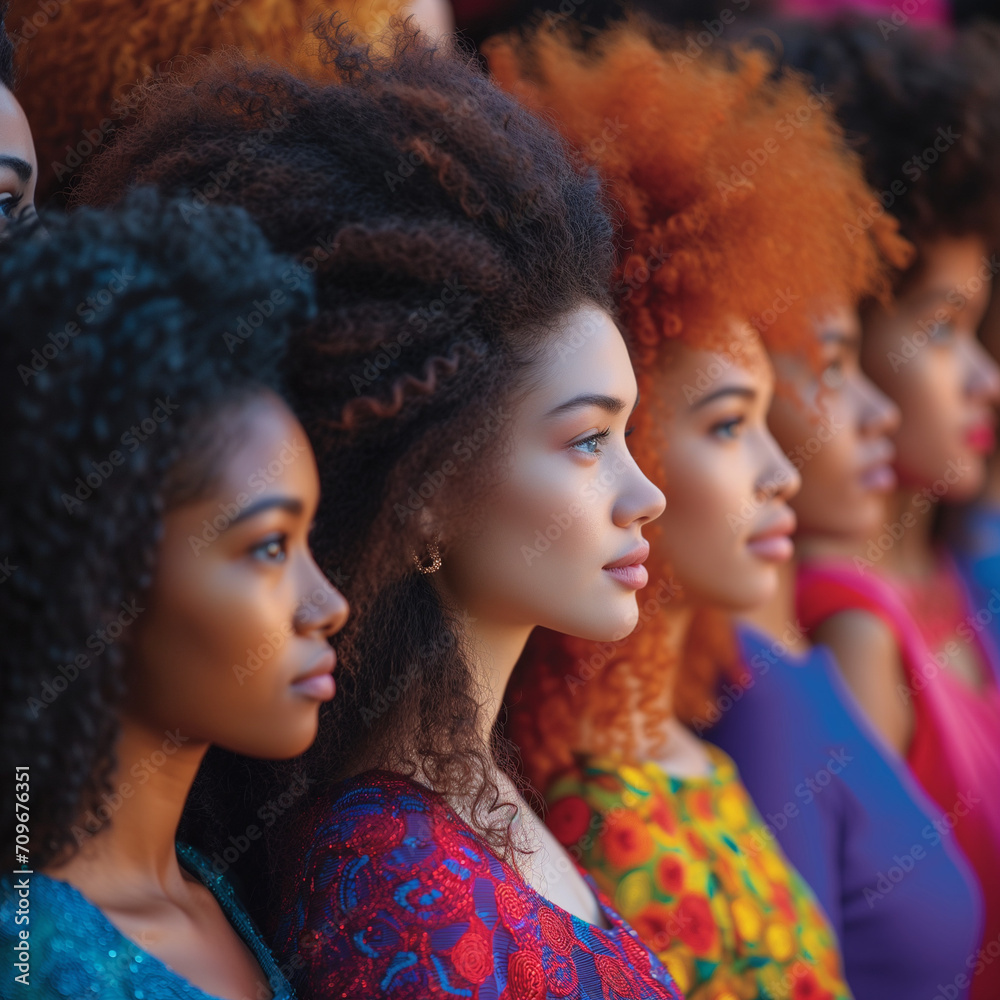 Multinational beauty. Women with curly hair of different nationalities