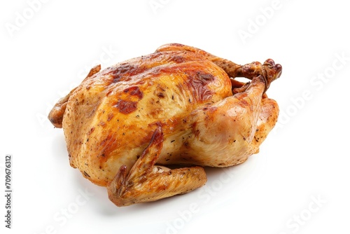 A clear and simple image of a whole chicken placed on a white background. Perfect for food-related projects or recipes