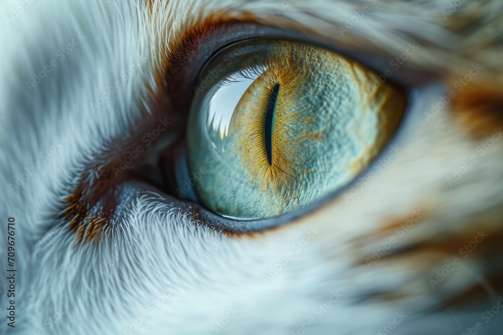 Obraz na płótnie A detailed close-up view of a cat's eye. Perfect for animal lovers or for projects related to pets and wildlife w salonie