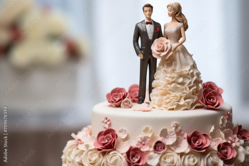 Bride and groom dolls, wedding cake decoration