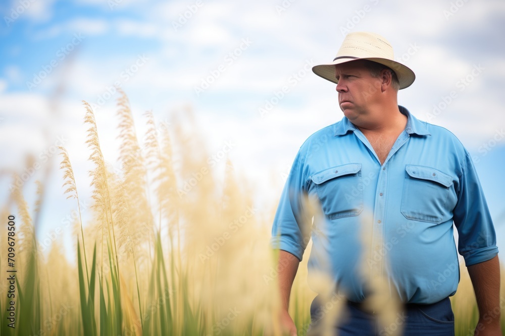 farmer inspecting switchgrass field farmer inspecting switchgrass field