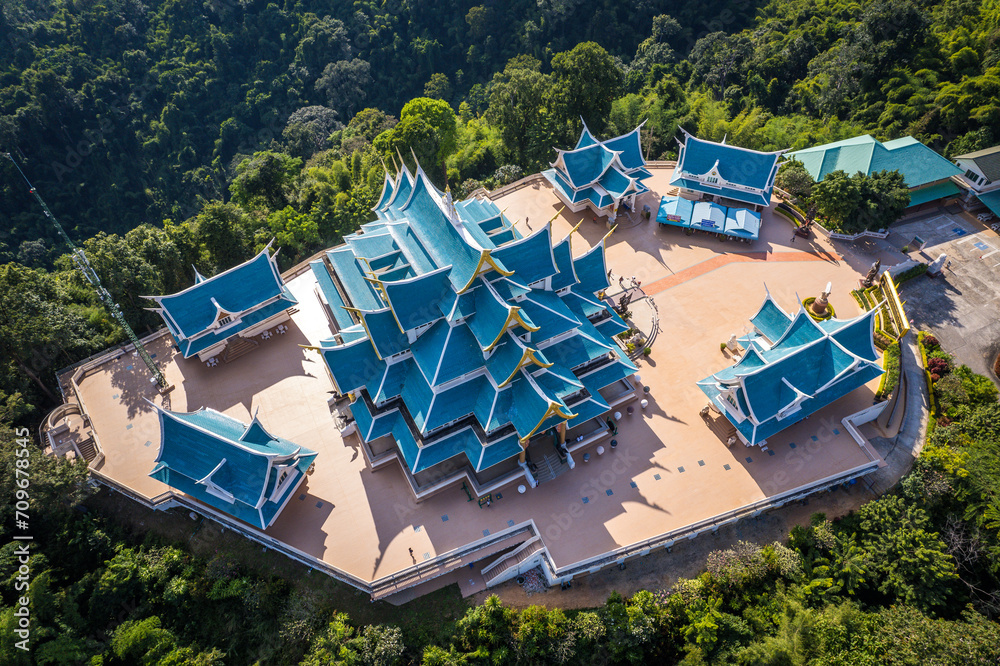 Aerial view of Wat Pa Phu Kon in Loei, Thailand