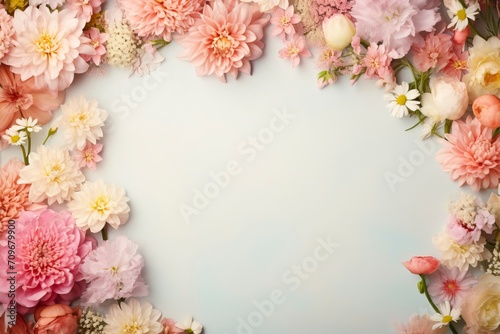 flower border decoration , flatlay and copy space - generative ai © Nia™