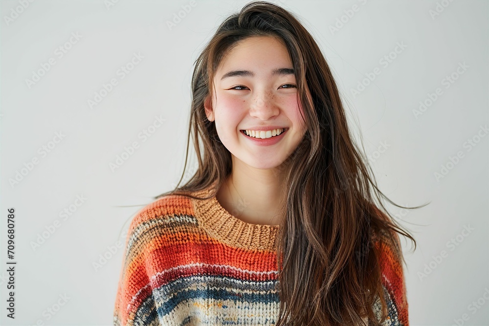 Fototapeta premium セーターを着た日本人女性のポートレート（美容・婚活・結婚・バレンタイン）