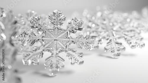 Beautiful snowflake, glass volumetric 3d render, futuristic style on white background