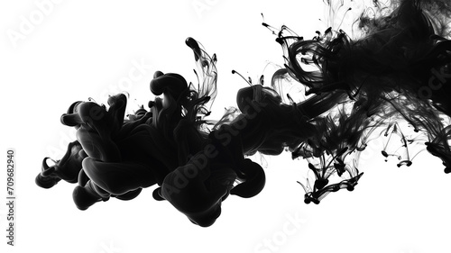 Black ink explosion on a transparent background. Cut-out png
