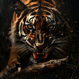 tiger holding wood
