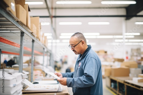 employee inspecting mail for correct postage