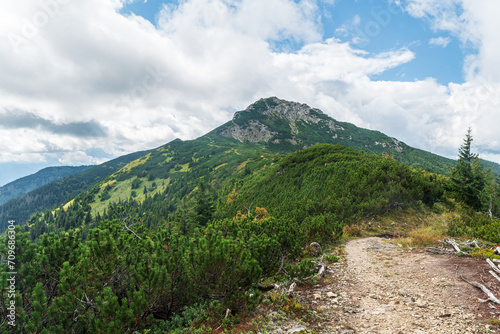 Sivy vrch hill from hiking trail near sedlo Palenica in Western Tatras mountains in Slovakia