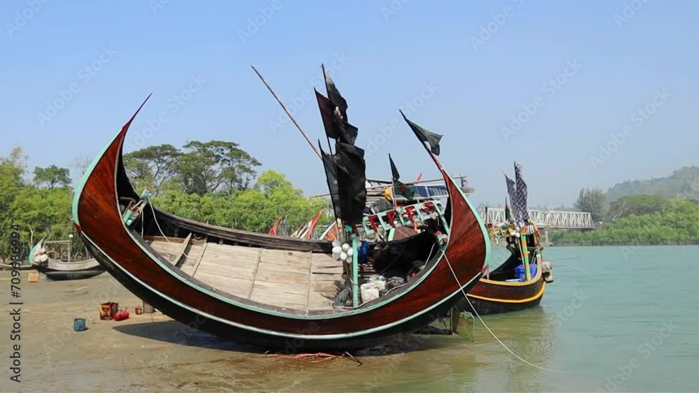 Traditional Bangladeshi moon boats Inani Cox's Bazar Bangladesh Traditional Bangladeshi moon boats Inani Cox's Bazar Bangladesh