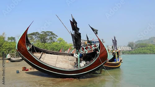Traditional Bangladeshi moon boats Inani Cox's Bazar Bangladesh