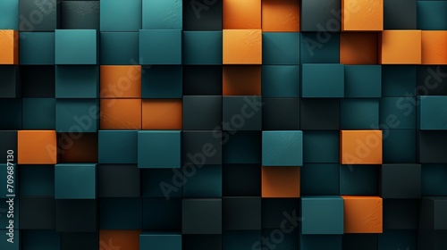 Mesmerizing dark turquoise and dark orange abstract geometric wallpaper – contemporary art for design projects