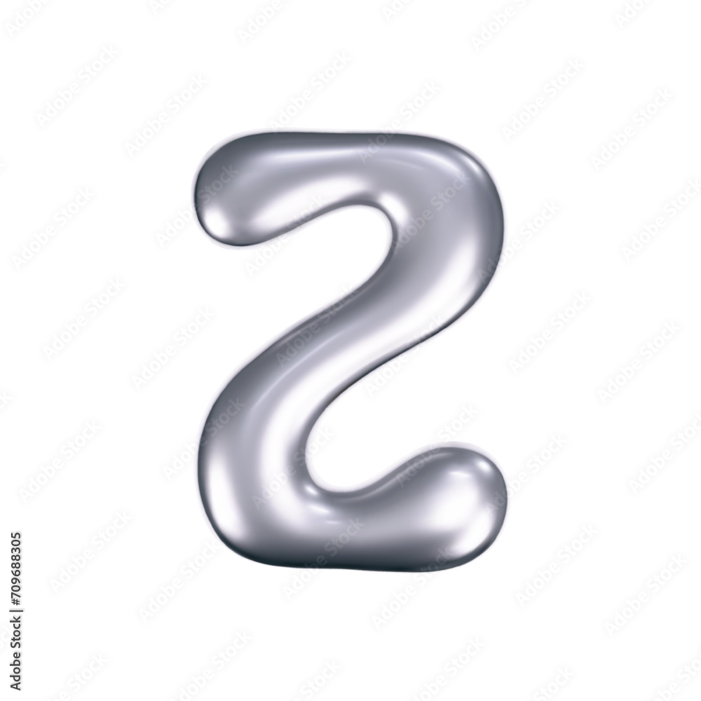 3d chrome liquid letter Z in y2k style isolated. Render of 3d metal inflated bubble alphabet with glossy silver effect. 3d vector y2k typography letter 3d chrome liquid letter Z in y2k style isolated. Render of 3d metal inflated bubble alphabet with glossy silver effect. 3d vector y2k typography letter