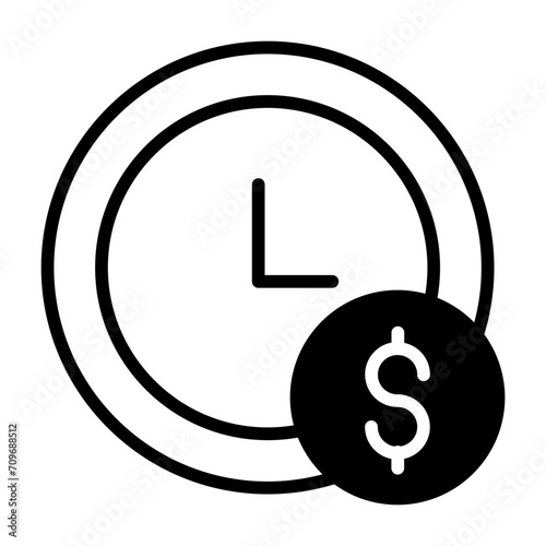 Dollar Clock solid glyph icon