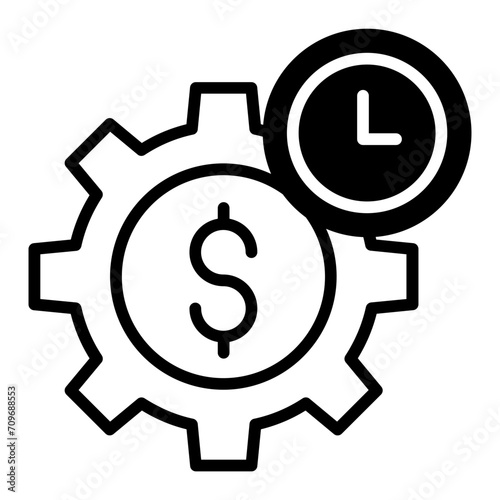 Dollar clock cogwheel solid glyph icon
