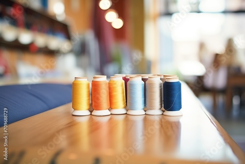 spools of thread in various colors on tailors table © altitudevisual