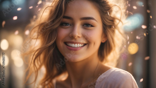 Happy Woman's Face Closeup, beaming with pure joy and happiness, Happy Young Girl © TJ_Designs