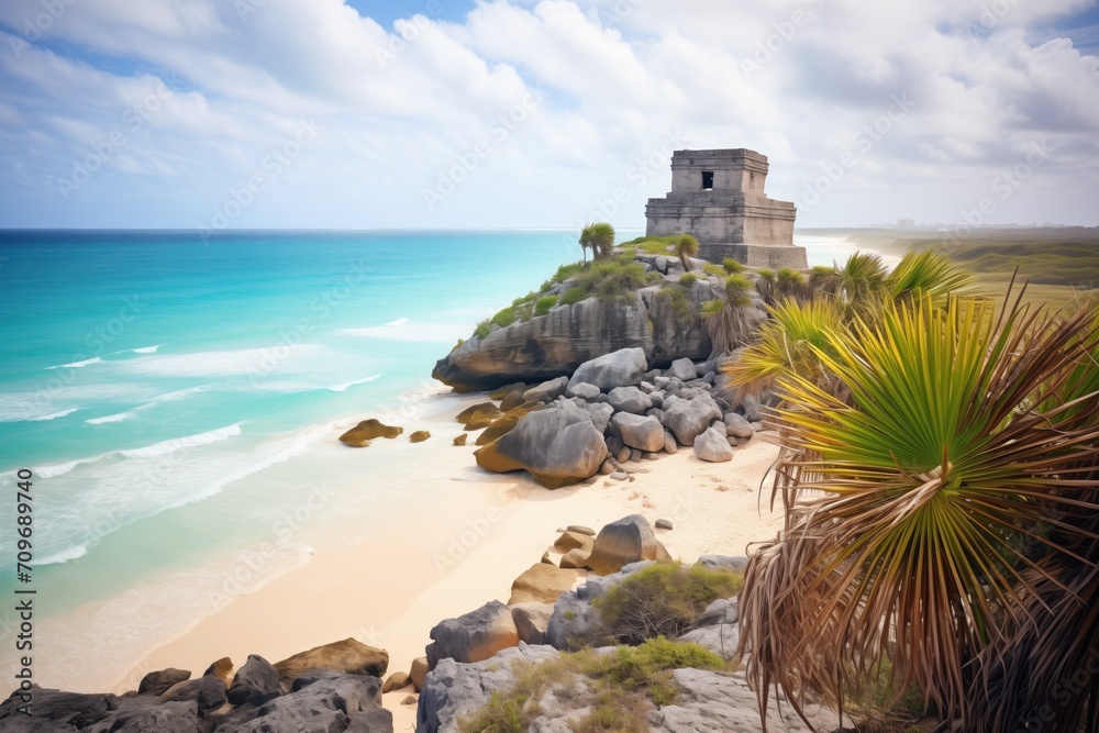 tulum coastal ruins overlooking the caribbean sea