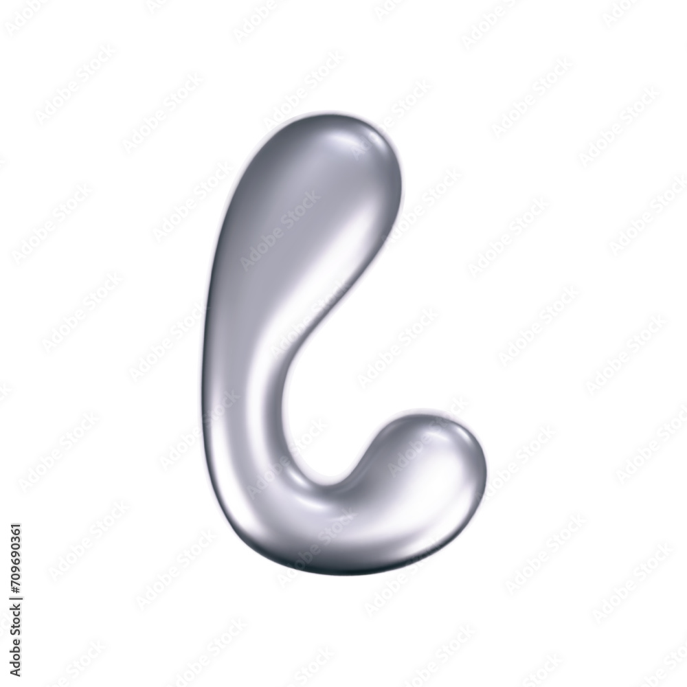 3d chrome liquid letter L in y2k style isolated. Render of 3d metal inflated bubble alphabet with glossy silver effect. 3d vector y2k typography letter 3d chrome liquid letter L in y2k style isolated. Render of 3d metal inflated bubble alphabet with glossy silver effect. 3d vector y2k typography letter