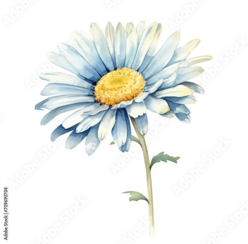 Watercolor Painting of Blue and Yellow Flower