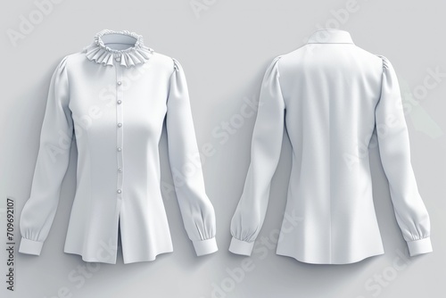 A women's white shirt with a collared neck. Suitable for professional and casual attire
