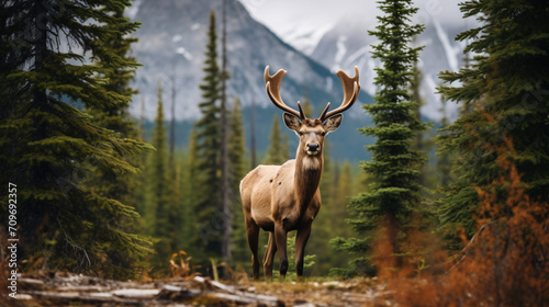 Female Elk or Wapiti of one of the largest specie