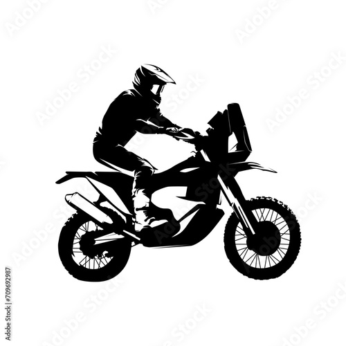 Fototapeta Naklejka Na Ścianę i Meble -  Motorcycle, desert rally, isolated vector silhouette, ink drawing. Motorsport