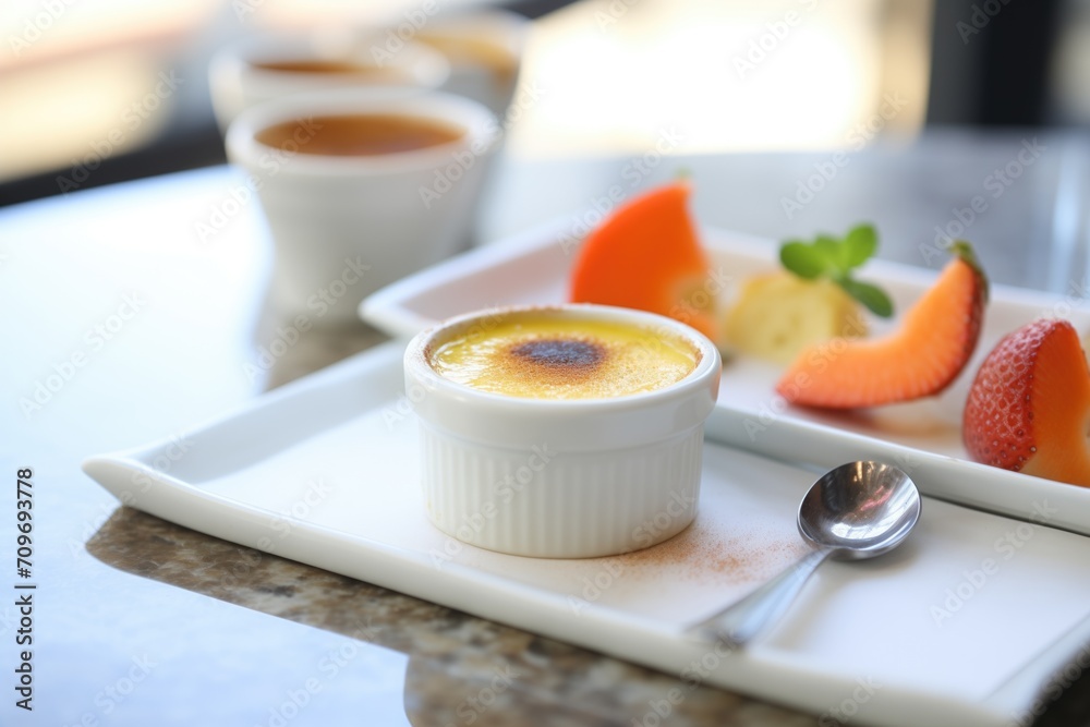 freshly torched creme brulee with caramelized top freshly torched creme brulee with caramelized top