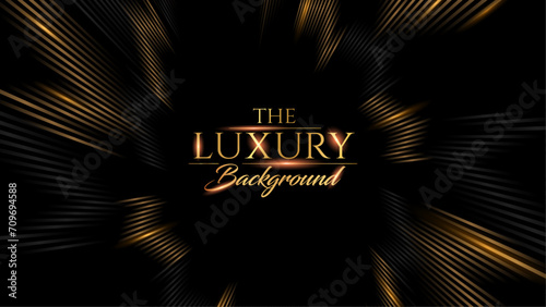 Black and Gold Abstract Luxury Background. Modern Minimal Premium Design Template. Amazing Welcome Invite. Grand Celebration Banner for Birthday and Anniversary. Elegant Decorative Layout Template.  photo