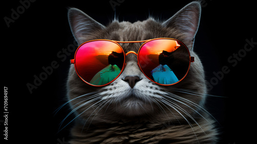 Funky and funny cat with sunglasses