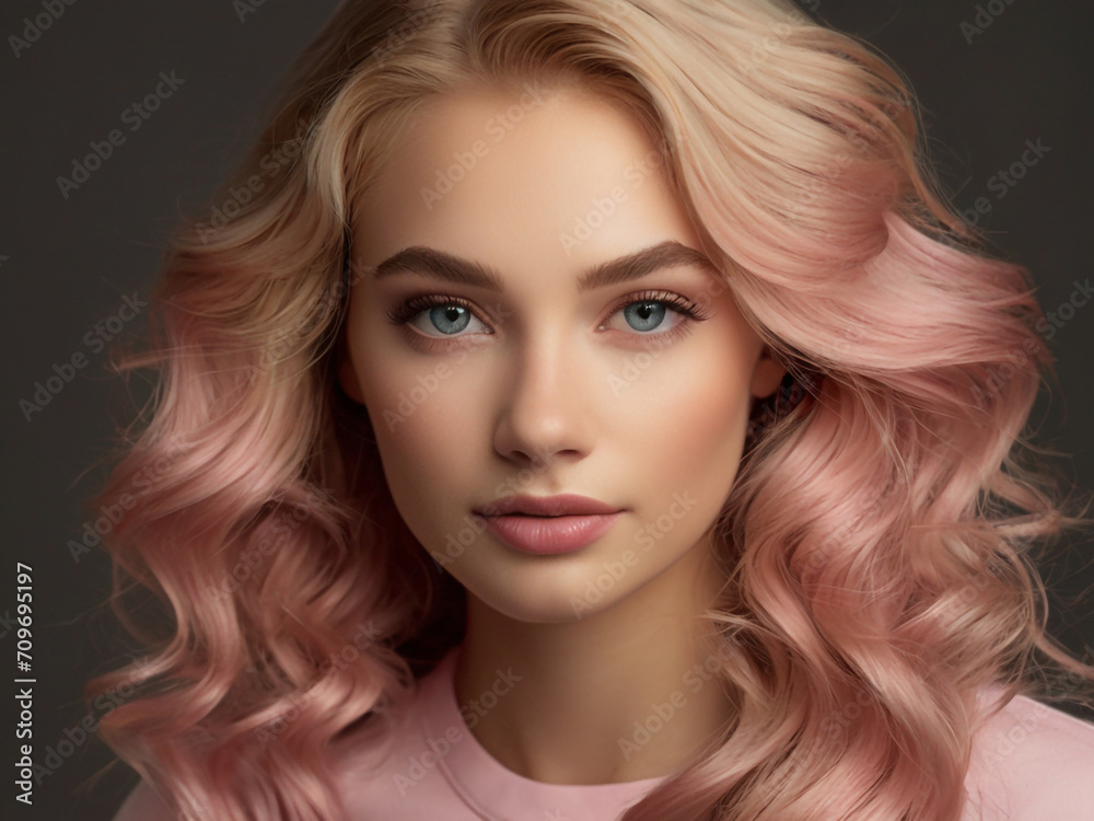 Fototapeta premium portrait of a woman with long hair. model photography