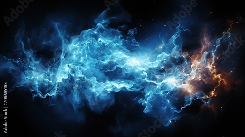 Abstract blue energy with dynamic light effects on dark background