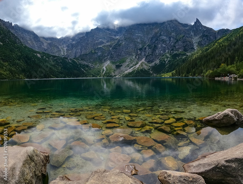 mountain lake mountain peak Morskie Oko Zakopane Poland view landscape
