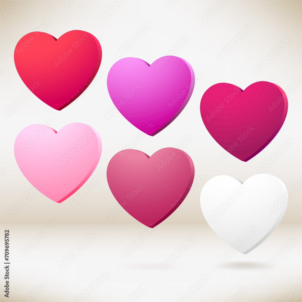 3D - hearts. Vector illustration