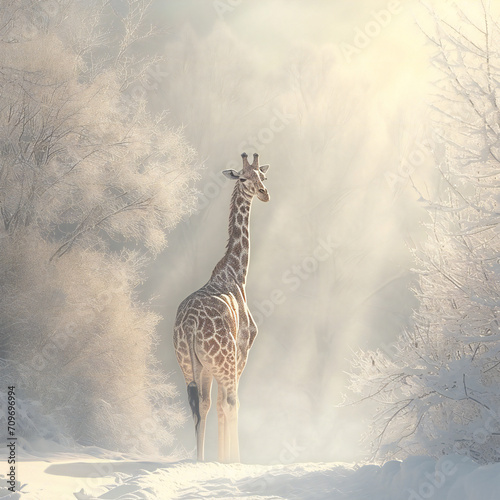 Girafe dans la neige