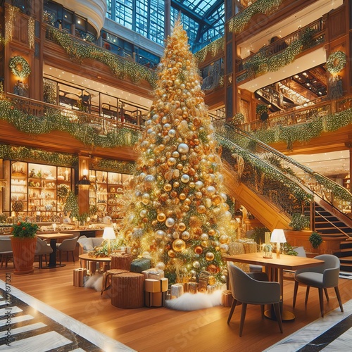 Beautiful christmas tree home resaurant shop or hote photo