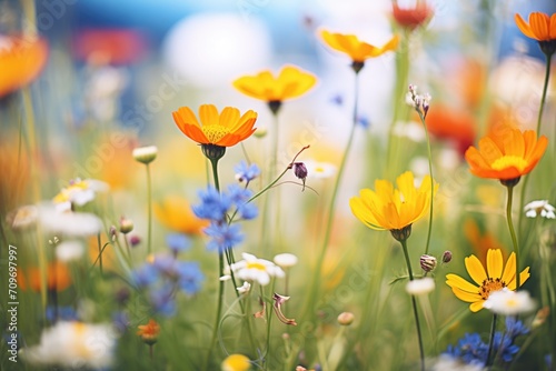 close-up of colorful wildflowers in bloom © altitudevisual
