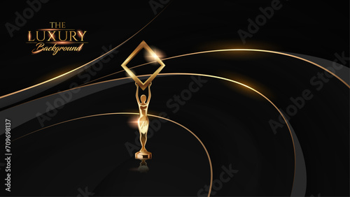 Black and Gold Award Background. Modern Luxury and Premium Design Template. Beautiful Wedding Template. Celebrating Graphics for Birthday and Event occasion. Royal Looking Creative Design Pattern.