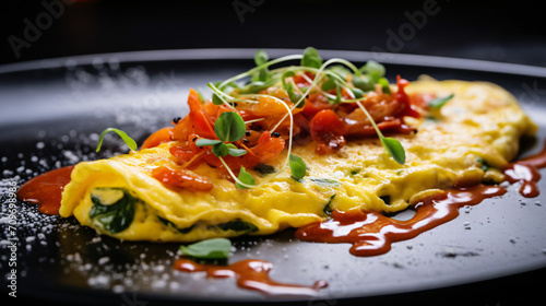 Mouthwatering visuals of freshly prepared omelet