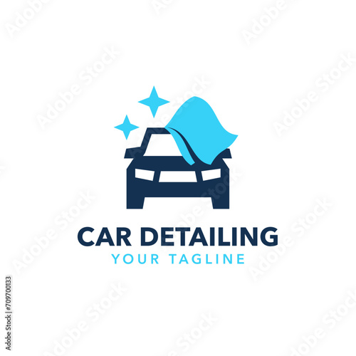 Flat logo design template for car detailing. Simple brand element for car cleaning and polishing.