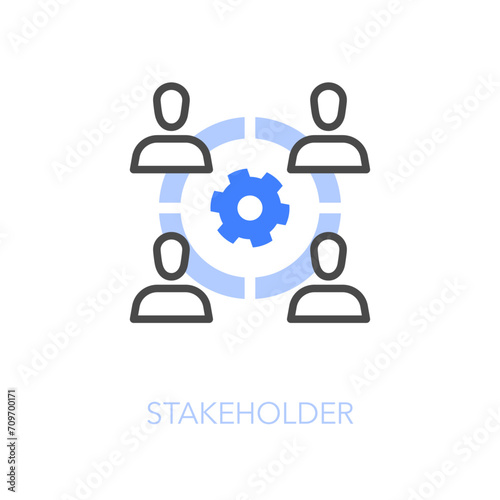 Simple visualised stakeholder icon symbol with persons with a stake in a organization or a project.